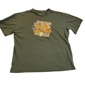 Realtree Mens Graphic T-Shirt XL Staghorn Green 60/40 Cotton/Polyester Blend Hun
